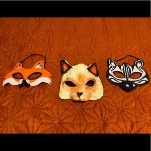 3/$25 offer! Set of 3 animal masks, Fox zebra cat